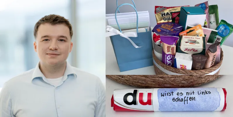 Wir drücken Kamil die Daumen, ein Geschenkekorb zum Durchhalten